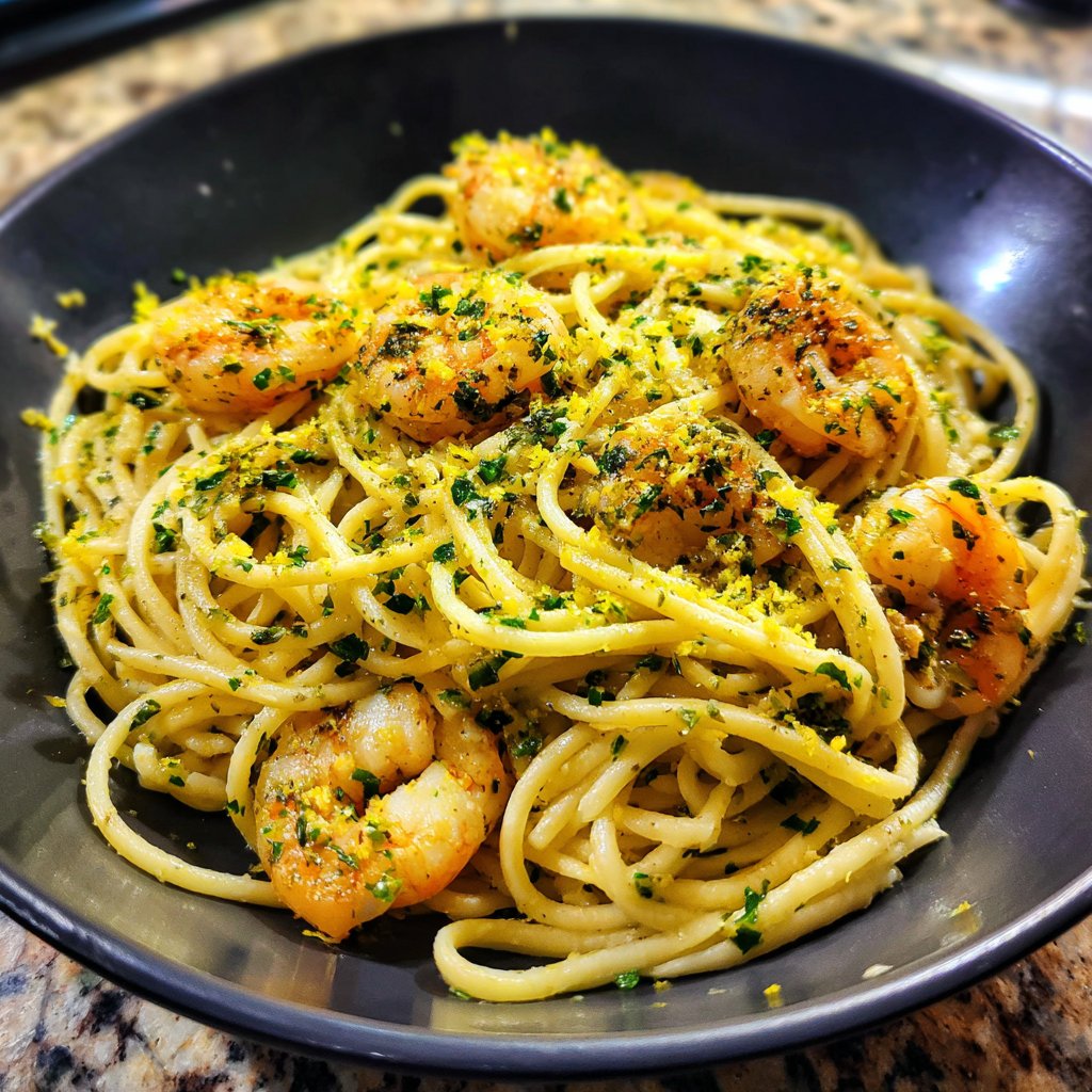 Lemon Chive Shrimp Pasta
