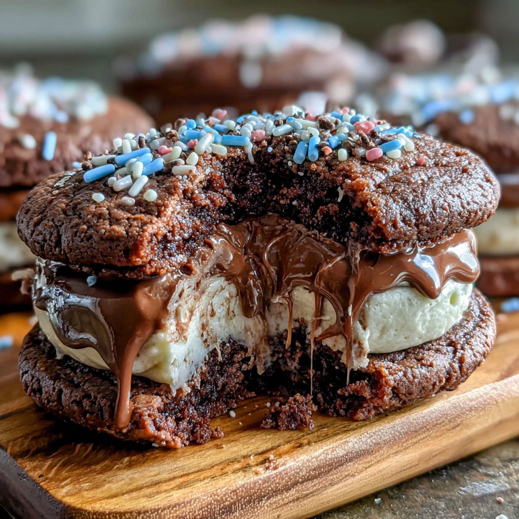 Mocha Brownie Cookie Sandwiches